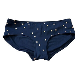 Boden Dark Blue Bikini Bottom with Metallic Dots